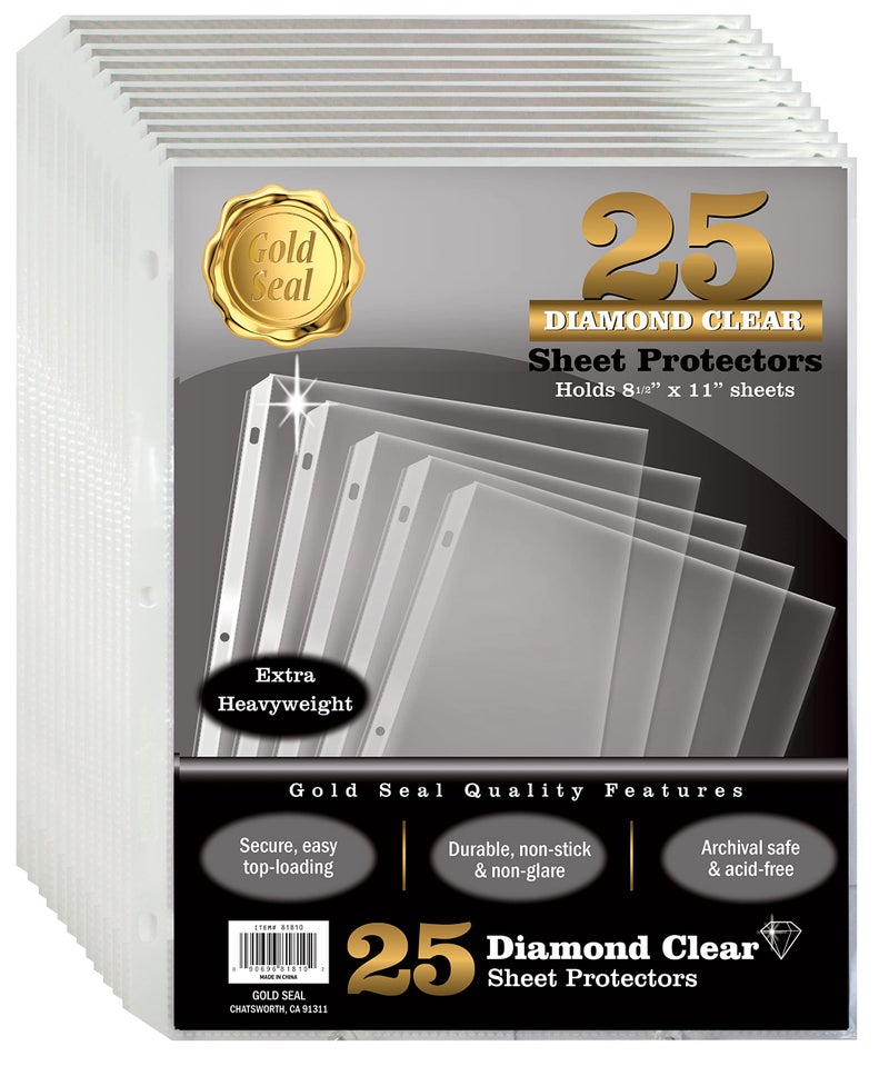 Gold Seal حماة الأوراق الإضافية الثقيلة للغاية من جولد سيل، 25 عدداً، شفافة كالألماس، بسماكة 4 مل، 8.5 × 11، تحميل من الأعلى، 25 عبوة - Image 1